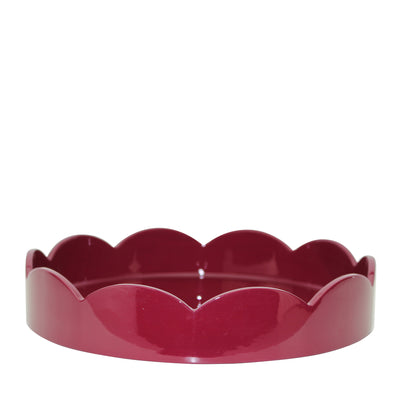 Lacquered Round Scallop Tray - Cherry