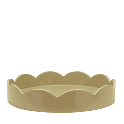 Lacquered Round Scallop Tray - Cappuccino