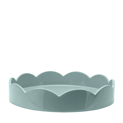 Lacquered Round Scallop Tray - Pale Denim