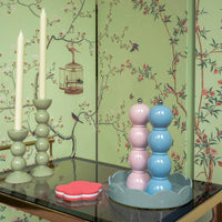 Lacquered Round Scallop Tray - Pale Denim