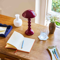 Lacquer Rechargeable Bobbin LED Lamp - Cherry