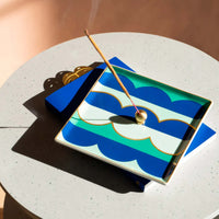 Riviera Wave Ceramic Tray - Blue