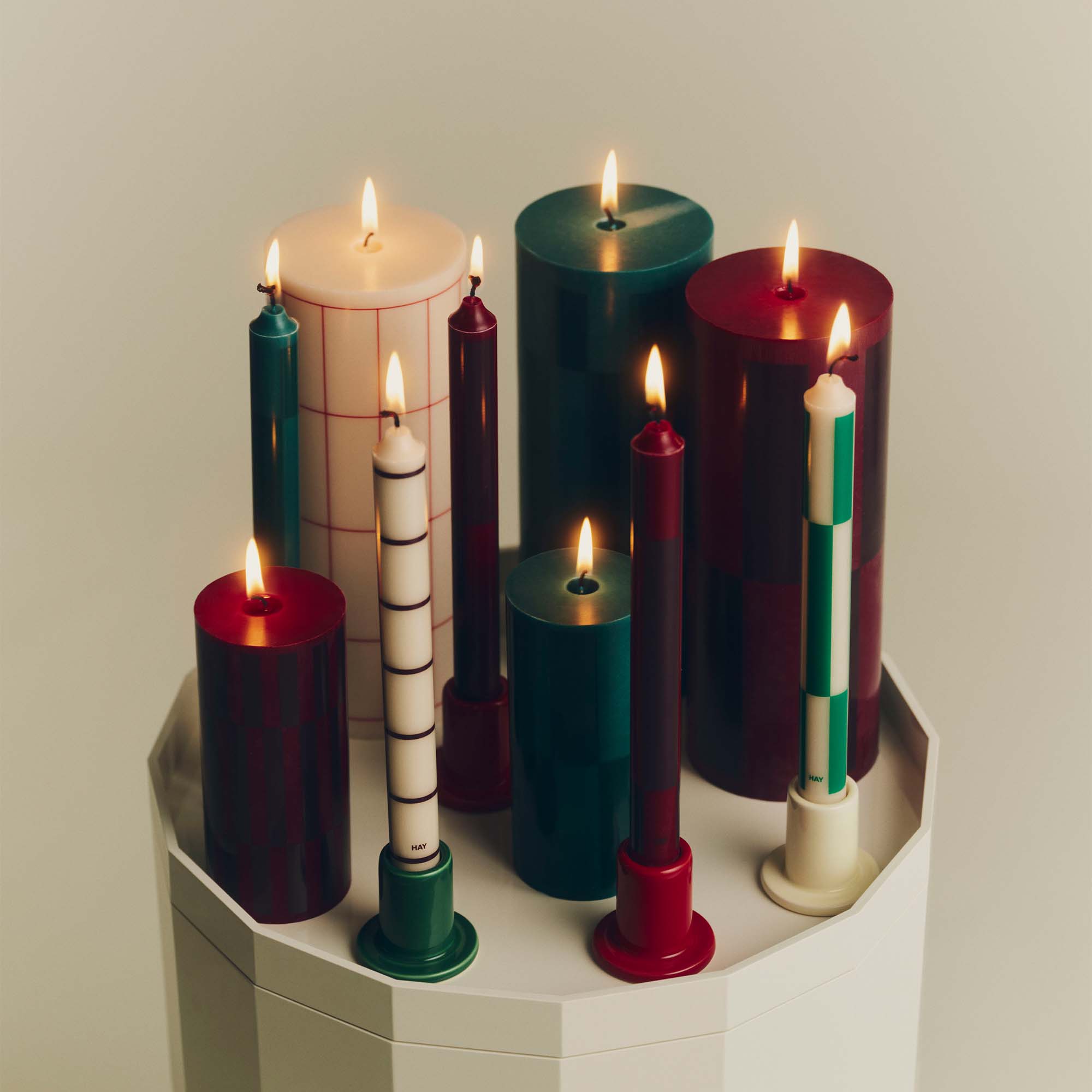 Small Tube Candle Holder - Lime White