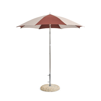 Terrazza Parasol in Octagon Off White & Burgundy & Concrete Base