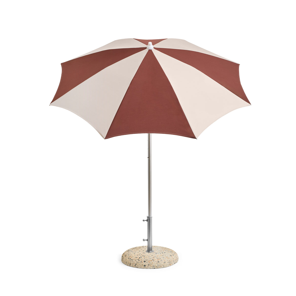 Terrazza Parasol in Octagon Off White & Burgundy & Concrete Base