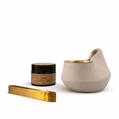 Mini Diya Incsence Burner Set - Griege