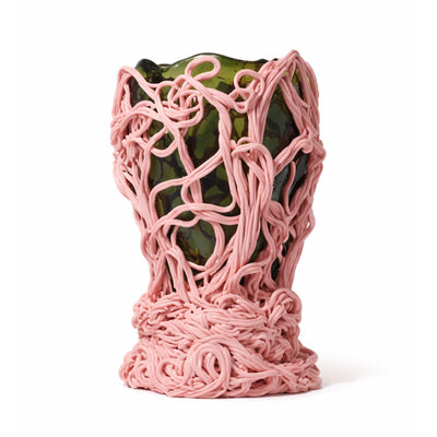 Spaghetti Special Medium Vase - Clear Green & Salmon