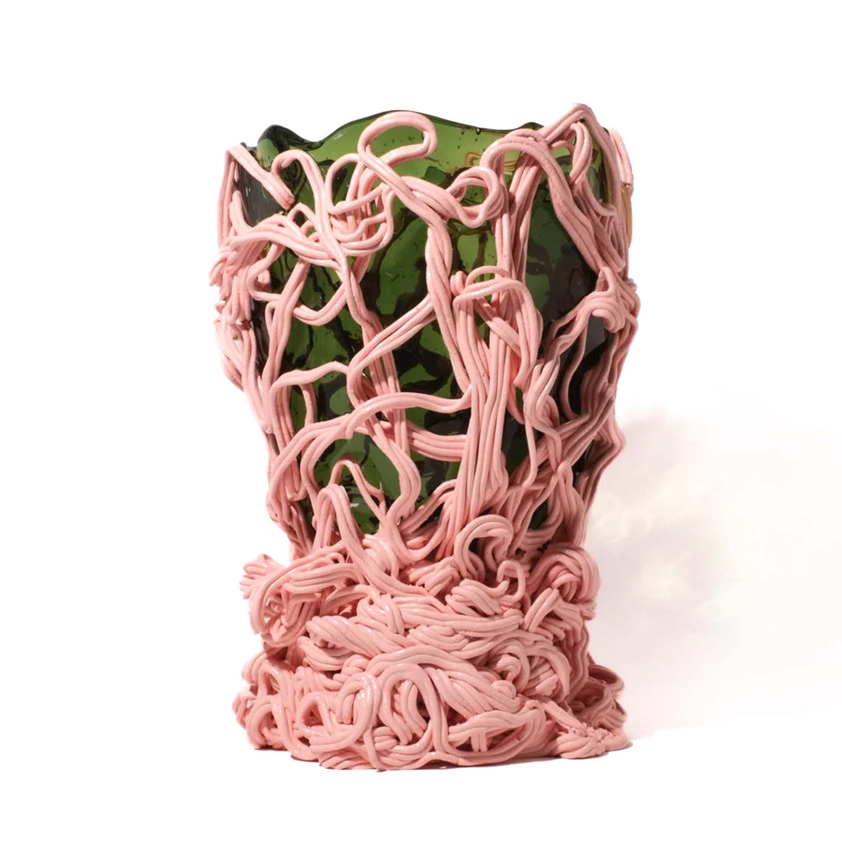 Spaghetti Special Large Vase - Clear Green & Salmon