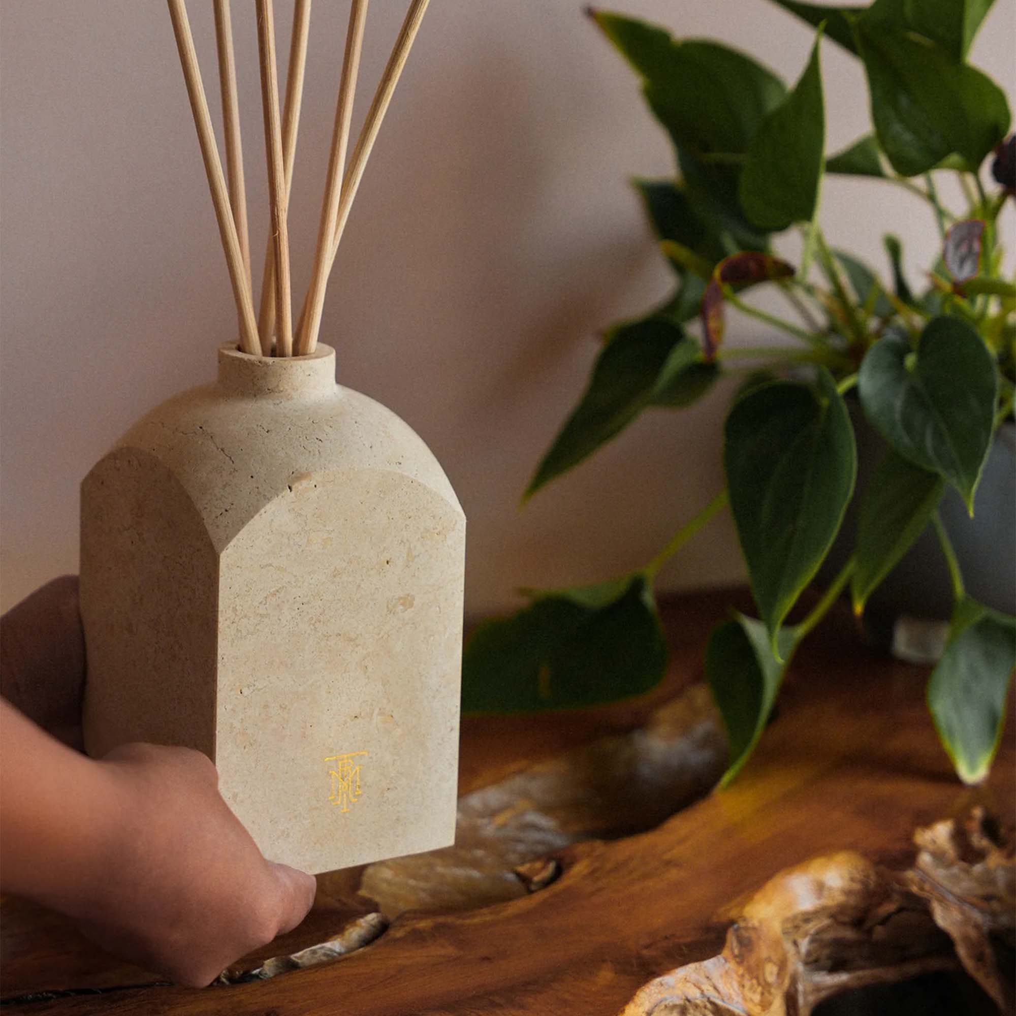 Himalayan Orchid Travertine Reed Diffuser Square Dome Box