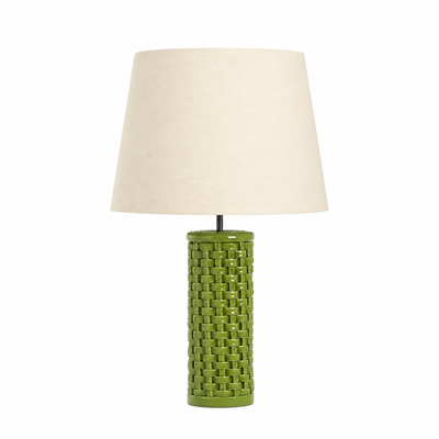 Cesta Green Ceramic Base with Cardosas Linen Shade