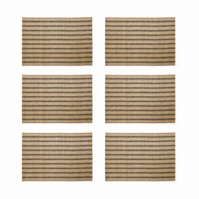 Bamboo Black Placemat 45 x 33cm - Set of 6